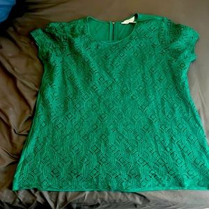 Market and spruce lace overlay green dress shirt